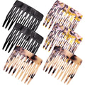 Suptizizkz French Hair Side Combs front view displaying black and tortoise shell colors