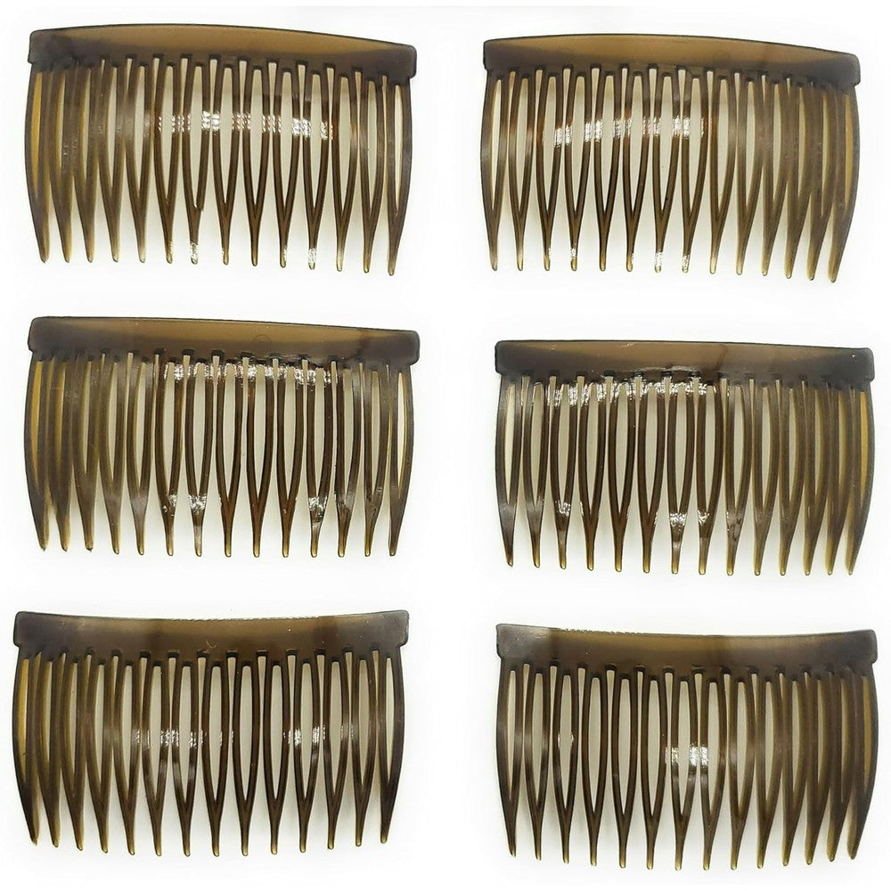 Good Hair Days Anti Slip Side Combs front view of six tortoise shell hair accessories.