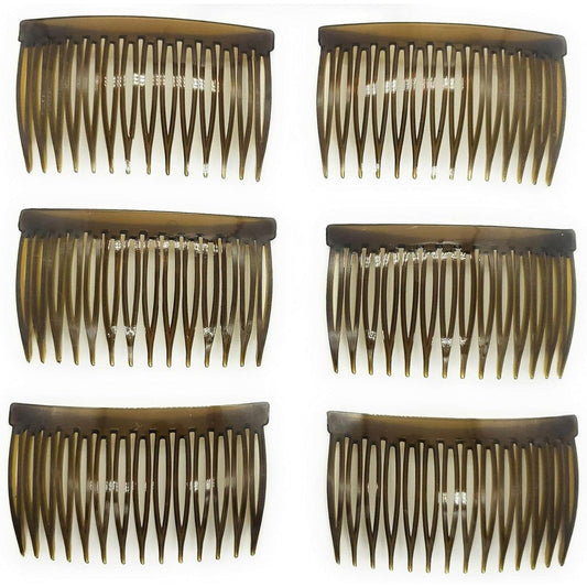Good Hair Days Anti Slip Side Combs front view of six tortoise shell hair accessories.