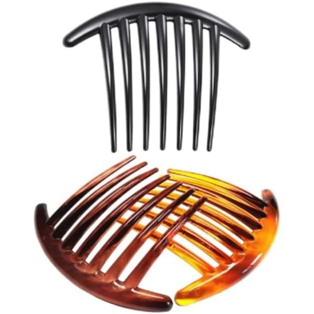 Tatuo 7 tooth French twist comb front view of black and brown hair accessories for women