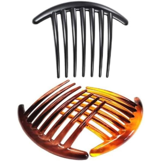 Tatuo 7 tooth French twist comb front view of black and brown hair accessories for women