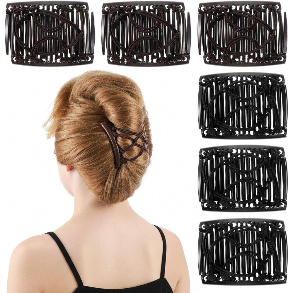 BOYIVI magic elastic hair comb clip front view showing adjustable double interlocking combs for vintage hairstyles