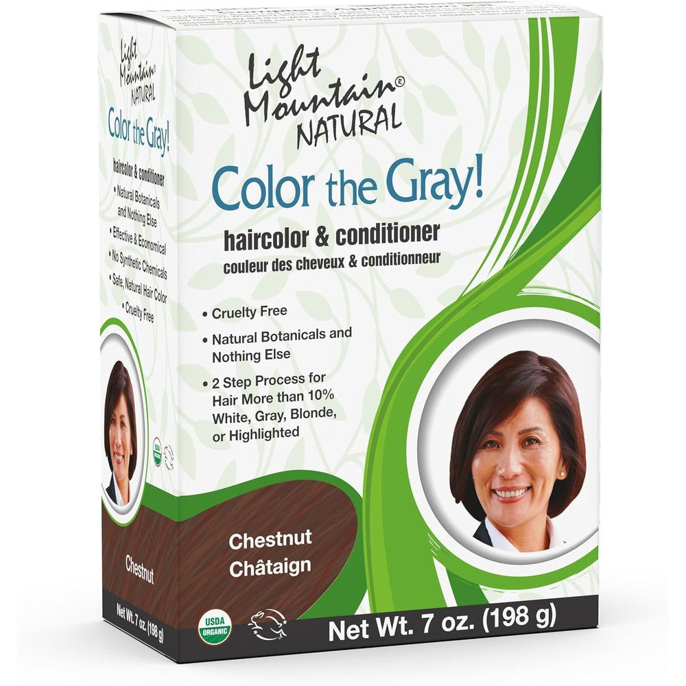 Light Mountain Color the Gray Chestnut henna hair color front packaging view