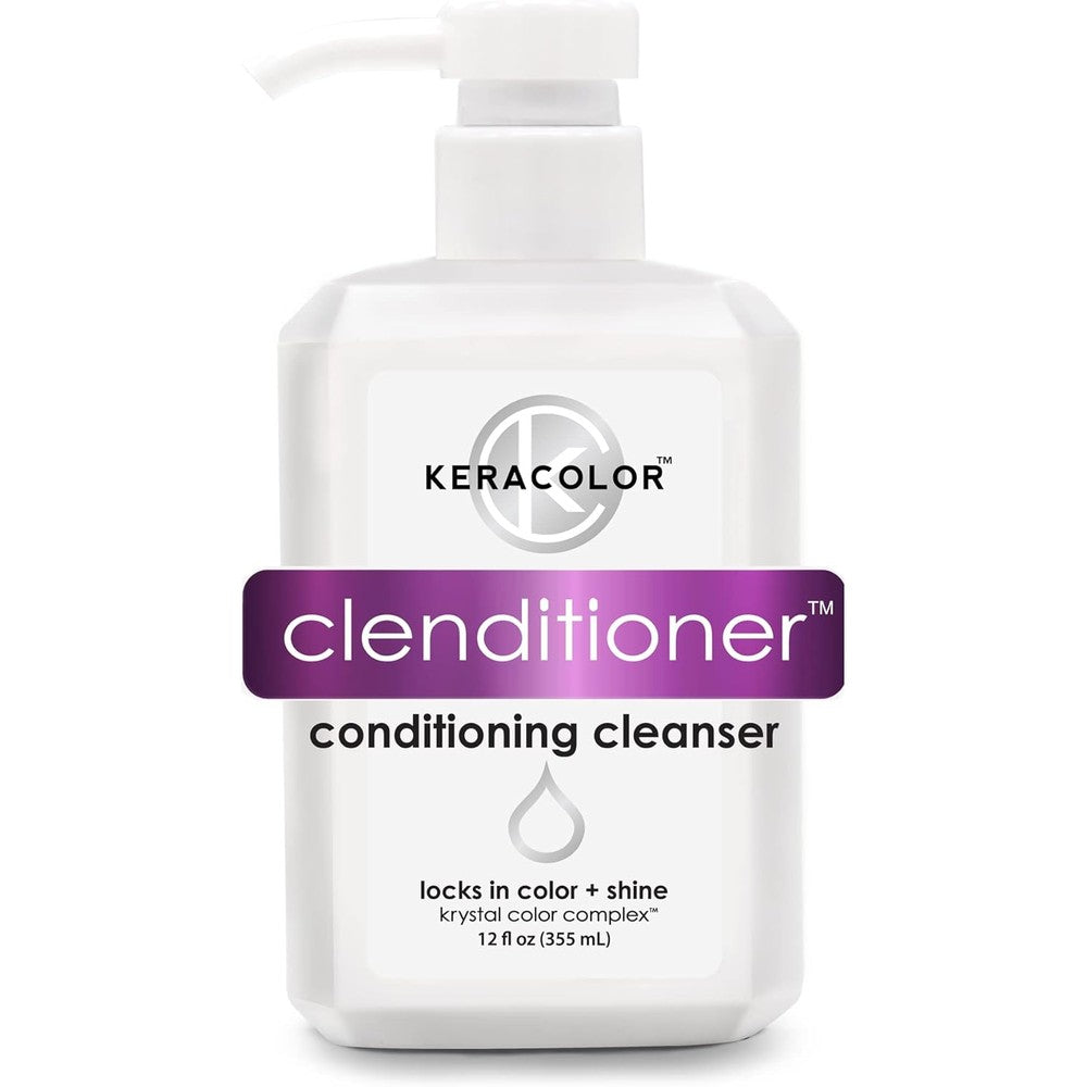 Keracolor Clenditioner Cleansing Conditioner clear bottle front view for color protection