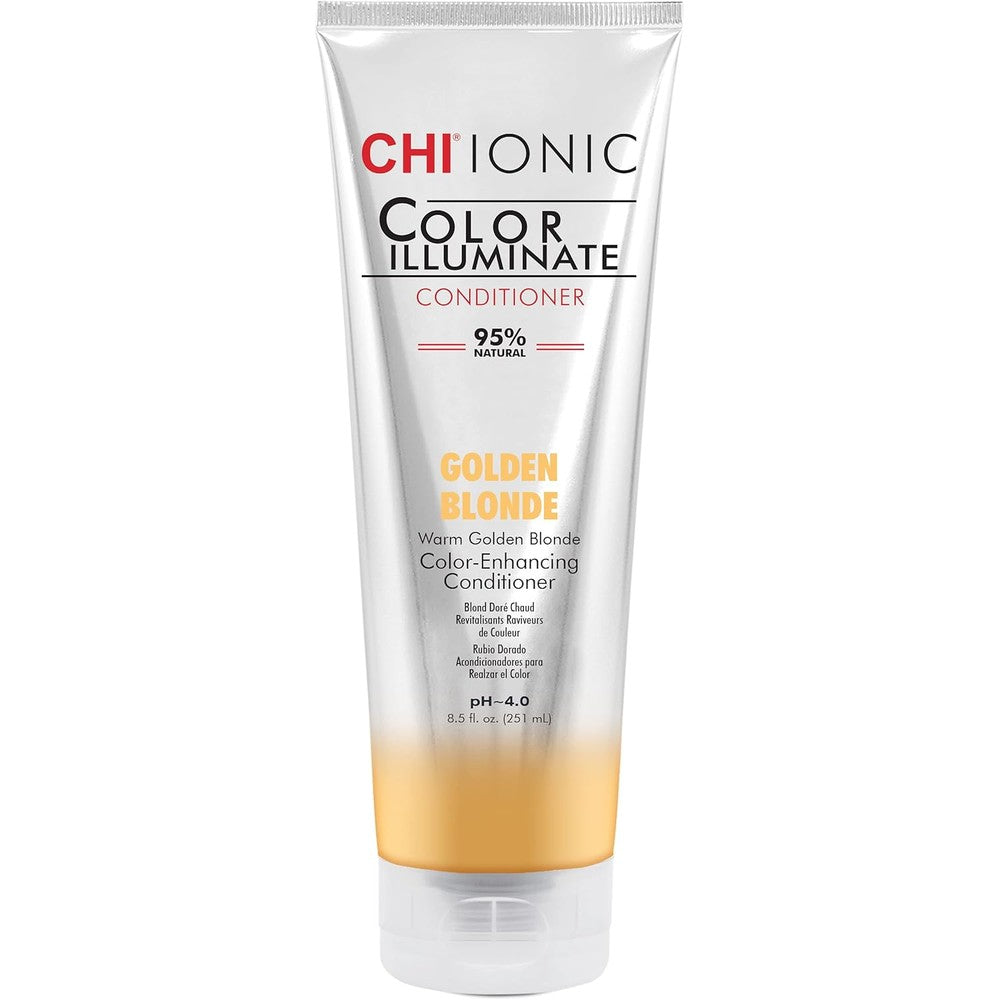 CHI Color Illuminate Conditioner Golden Blonde front view of the professional hair care tube packaging