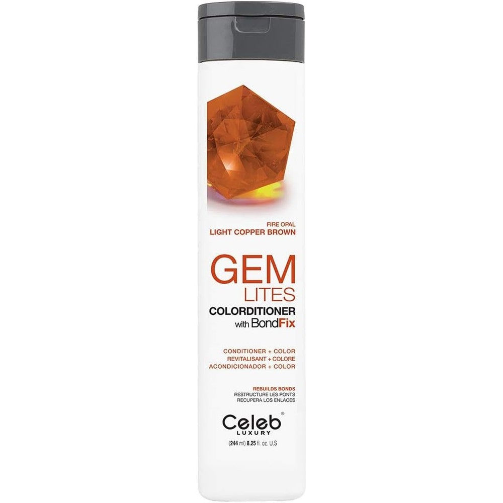 Celeb Luxury Fire Opal Colorditioner bottle front view for copper hair care.
