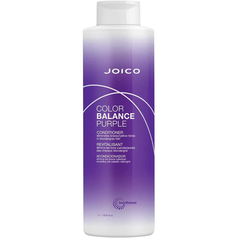 Joico Color Balance Purple Conditioner 1000ml front view showing professional anti-brass packaging.