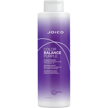 Joico Color Balance Purple Conditioner 1000ml front view showing professional anti-brass packaging.