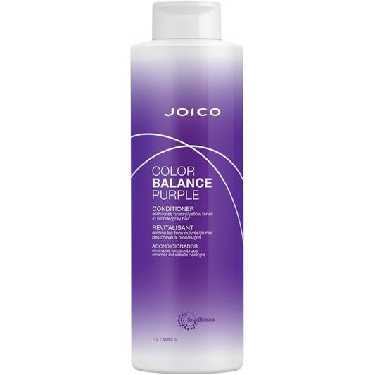 Joico Color Balance Purple Conditioner 1000ml front view showing professional anti-brass packaging.