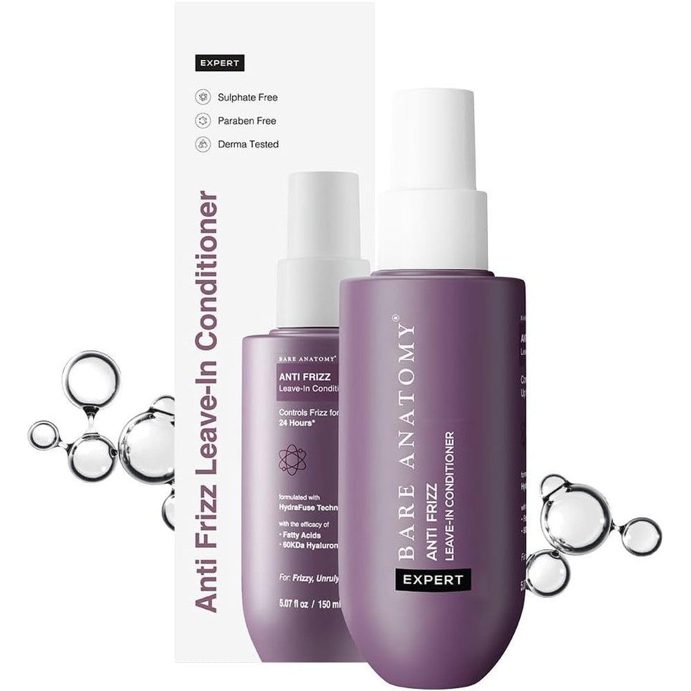 Bare Anatomy Expert Anti Frizz Leave In Conditioner front view bottle for hair smoothing cream