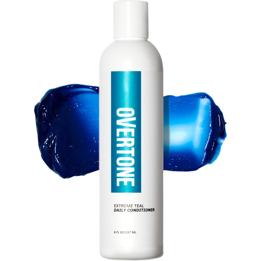 Overtone extreme teal daily color depositing conditioner front view bottle packaging