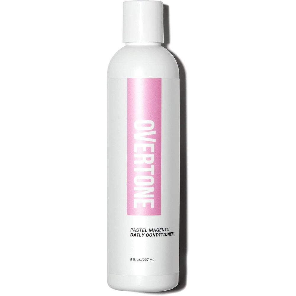 Overtone Daily Color Depositing Conditioner Pastel Magenta front view showing eight ounce bottle packaging