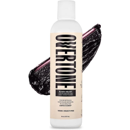 Overtone Daily Color Depositing Conditioner Black Velvet eight ounce front view showing authentic brand packaging.