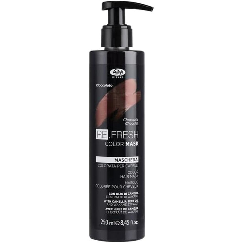 Lisap Milano Re.Fresh Color Depositing Hair Mask Chocolate front view pump dispenser bottle