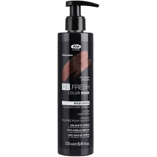 Lisap Milano Re.Fresh Color Depositing Hair Mask Chocolate front view pump dispenser bottle
