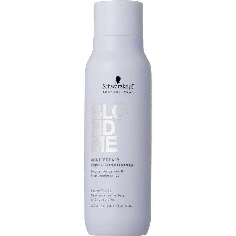 Schwarzkopf Professional BlondMe Bond Repair Purple Conditioner front view for blonde hair brassiness correction