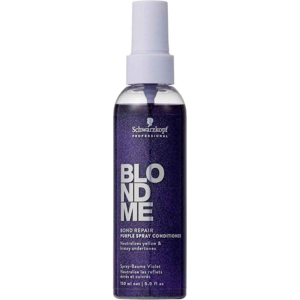 Schwarzkopf Professional BlondMe Bond Repair Purple Spray Conditioner 150ml bottle front view for blonde hair care