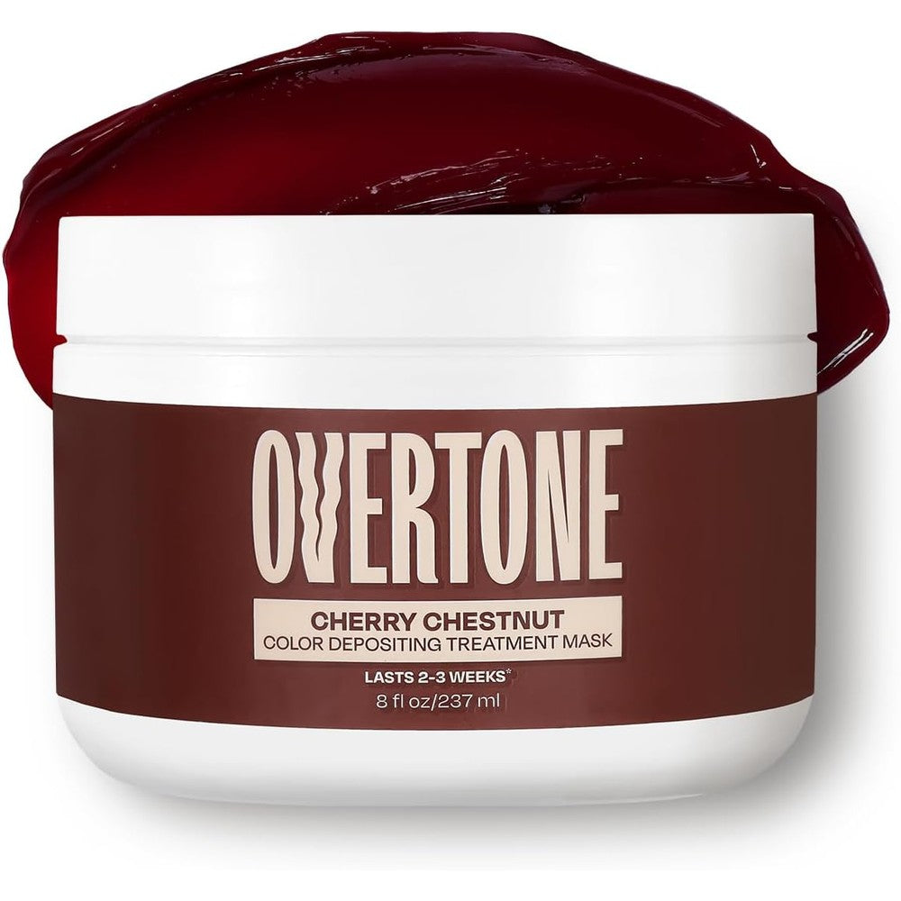 Overtone Semi Permanent Hair Color Conditioner Cherry Chestnut eight ounce front view showing authentic imported packaging.