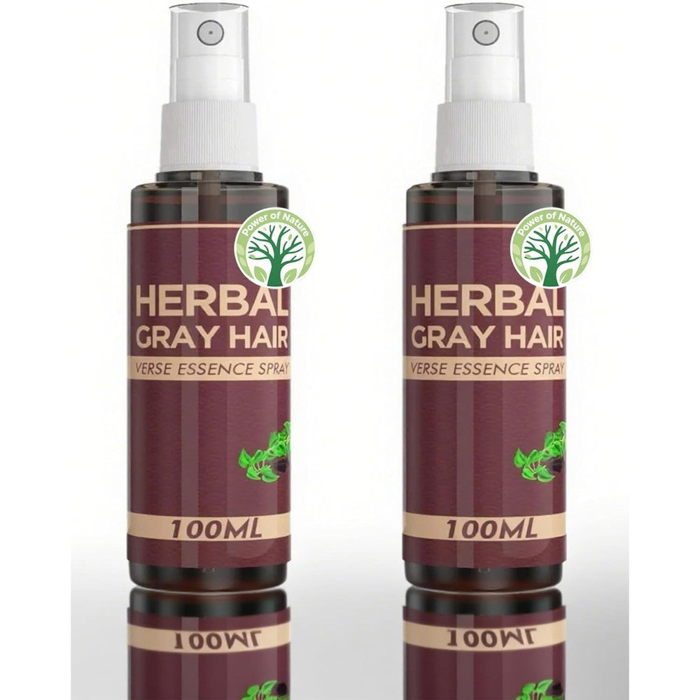 Urnuos Herbal Gray Hair Spray twin pack front view showing packaging for hair darkening conditioner.