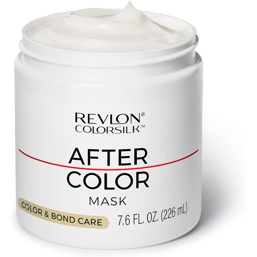 REVLON ColorSilk After Color Care Mask front view of the white jar packaging