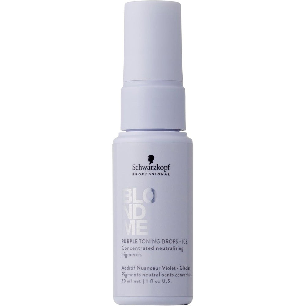 Schwarzkopf BLONDME Blonde Wonders Leave In Toning Drops Ice front view bottle for salon quality anti brass protection