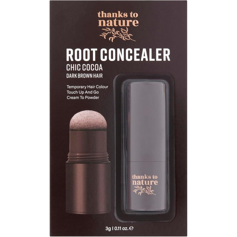 Thanks To Nature Root Concealer Chic Cocoa front view showing the product packaging.