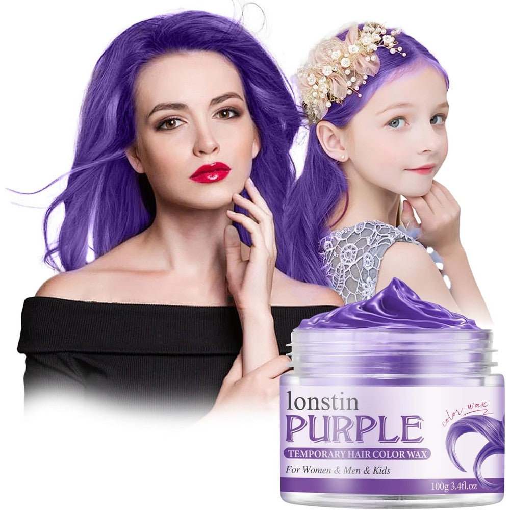 Lonstin purple temporary hair color wax jar front view