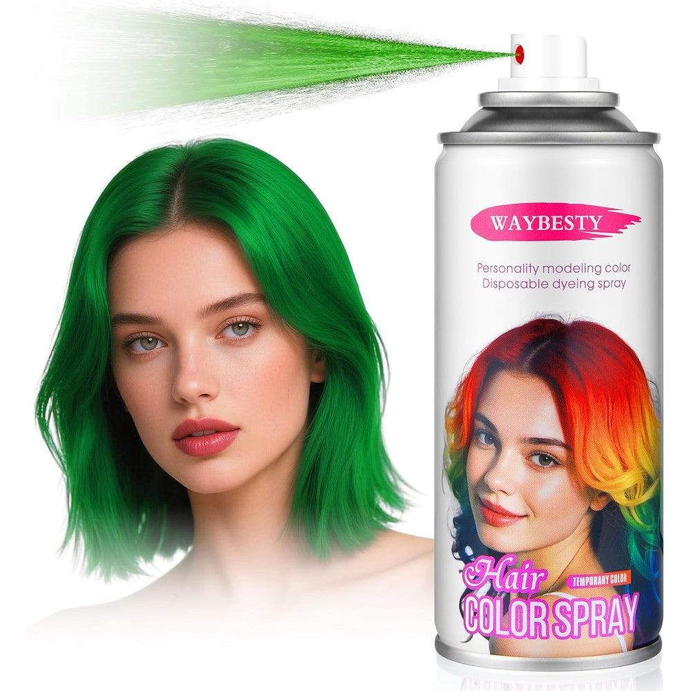 Waybesty temporary green hair color spray front view