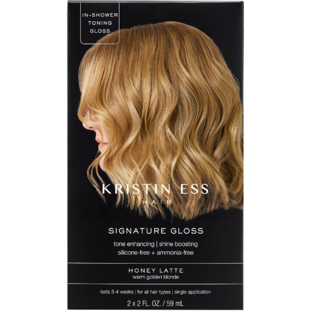 Kristin Ess Honey Latte Hair Gloss bottle for golden blonde semi permanent color