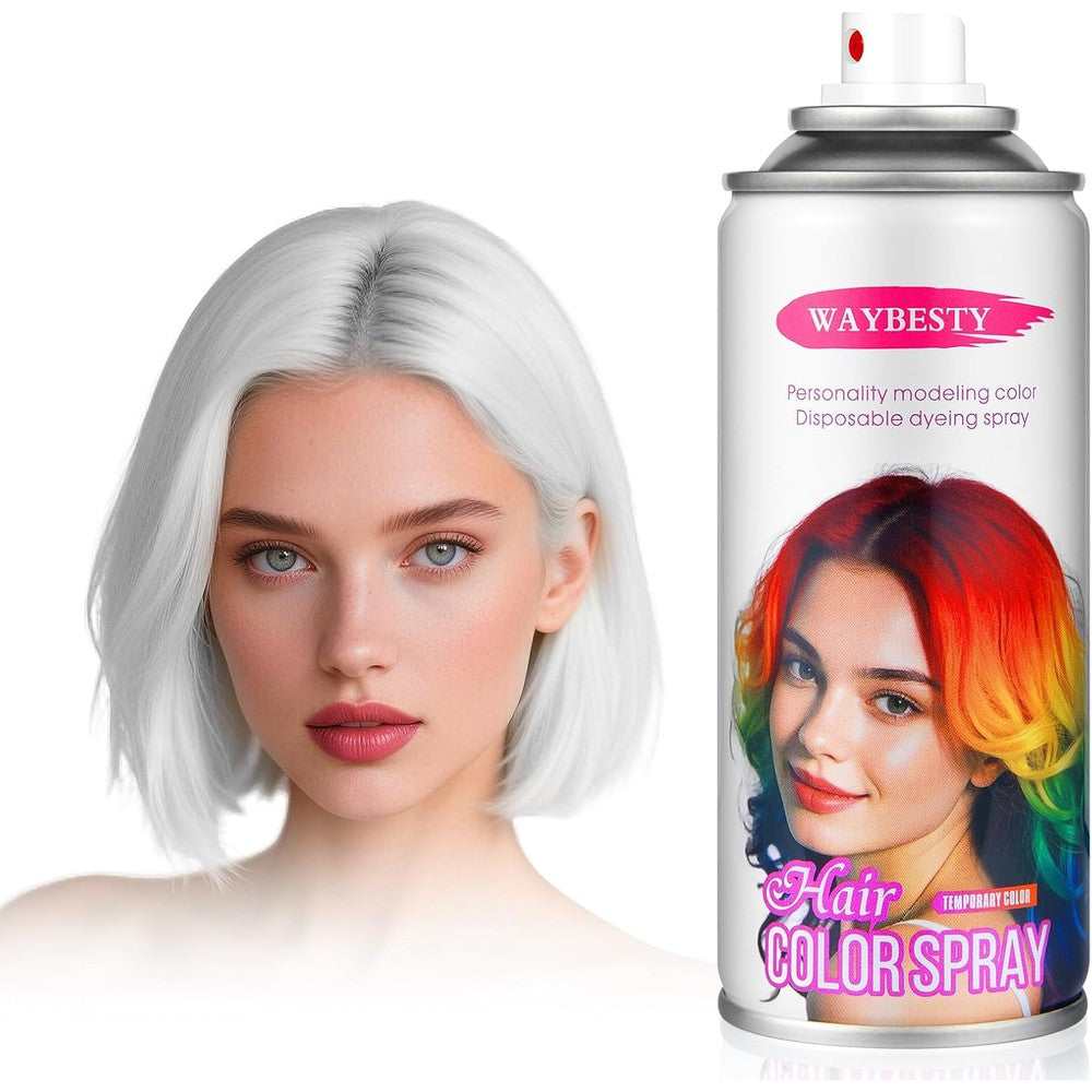 Waybesty white temporary hair color spray front view