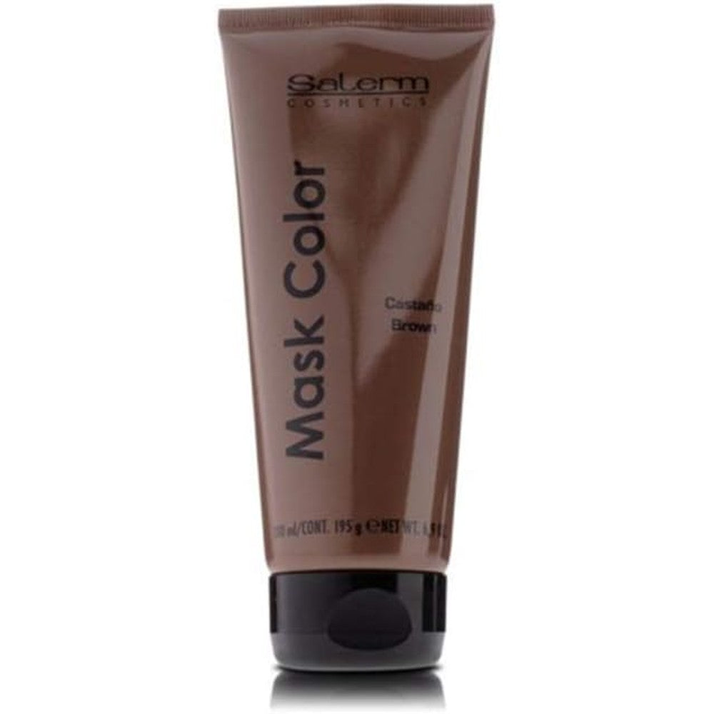 Salerm Hair Color Mask Brown 200 Milliliters front view bottle showing color refreshing hair treatment.