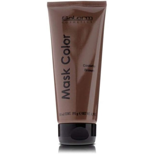 Salerm Hair Color Mask Brown 200 Milliliters front view bottle showing color refreshing hair treatment.