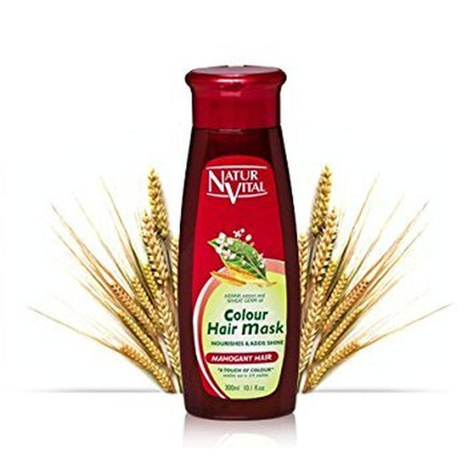 NaturVital Colour Hair Mask Mahogany 300ml front view bottle showing natural henna color treatment.