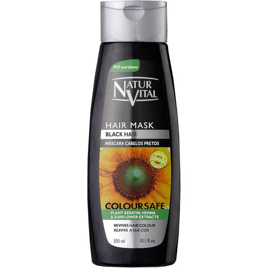 Natur Vital ColourSafe Hair Mask Black 300ml front view bottle for salon quality home hair color care