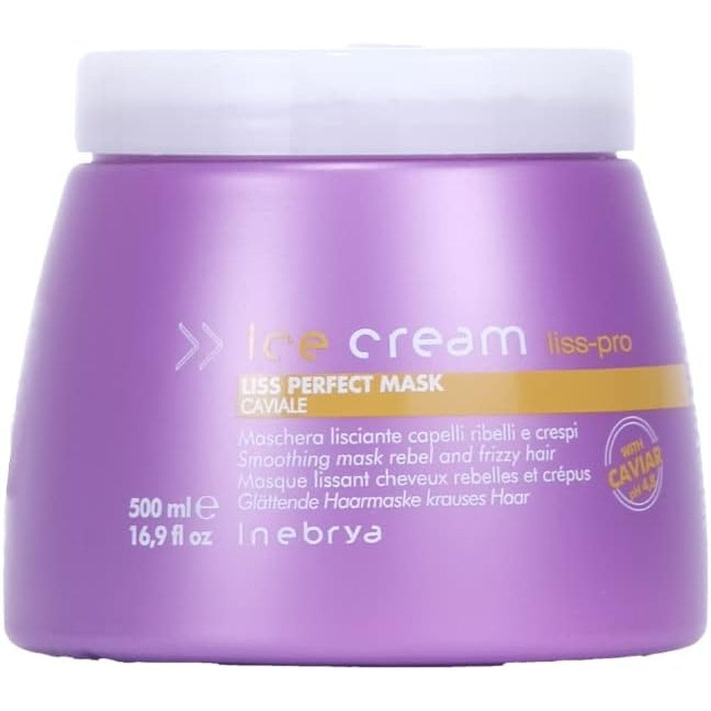 Inebrya Ice Cream Liss Pro Perfect Mask Caviale front view professional smoothing hair care
