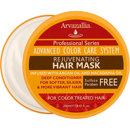 Arvazallia Rejuvenating Hair Mask front view jar for color treated hair care