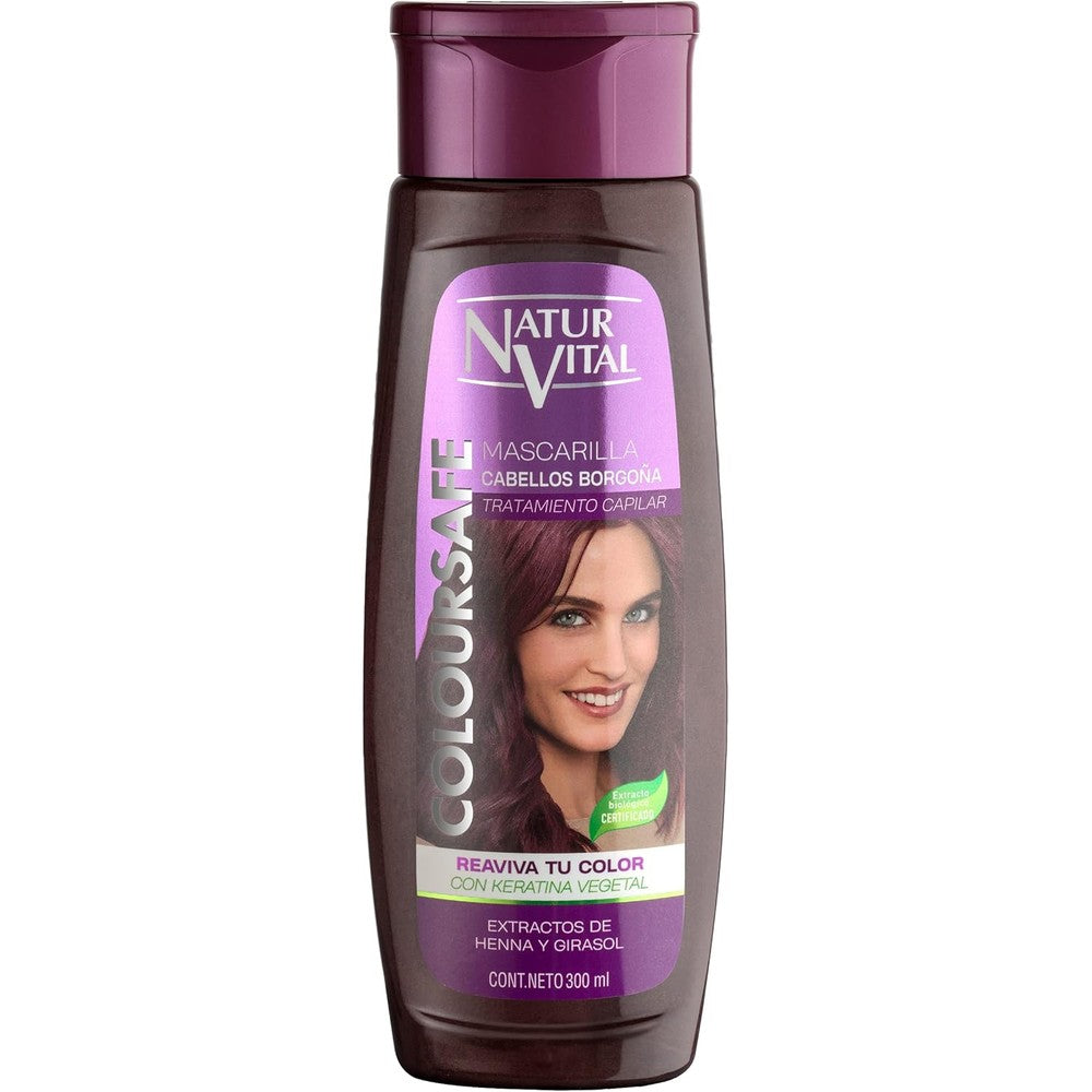NaturVital Burgundy Coloursafe Hair Mask 300 ml front view bottle for color refreshing