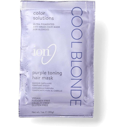 Ion Purple Toning Mask for Blonde Hair front view packet for neutralising yellow brassy tones