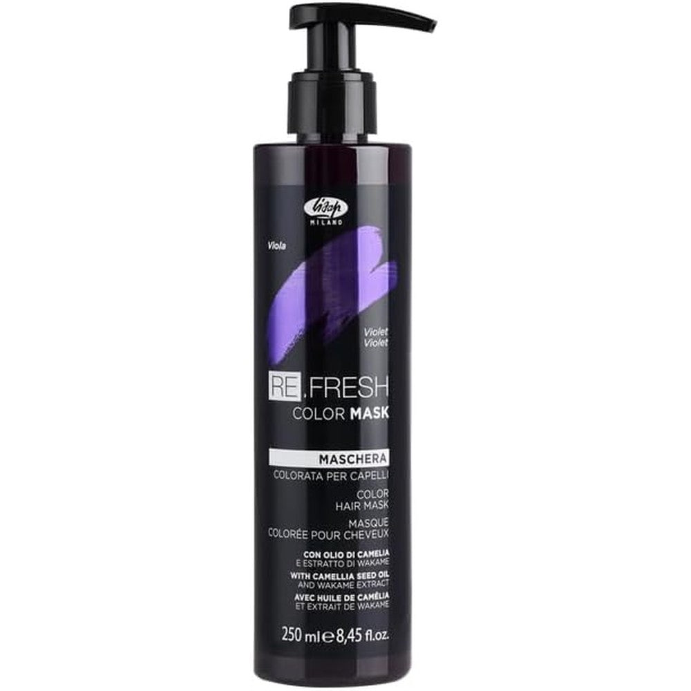 Lisap Milano Re.Fresh Color Depositing Hair Mask Violet 8.45 fluid ounces front view showing packaging details.