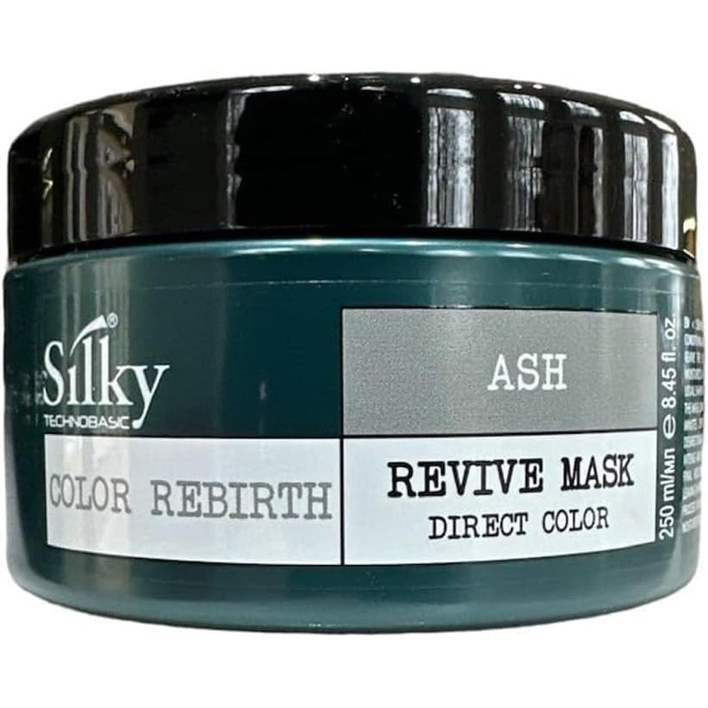 SILKY Technobasic Ash Revive Mask front view of professional salon color depositing treatment packaging