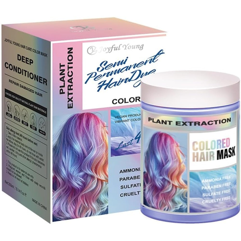 Joyful Young Vegan Semi Permanent Hair Color Mask Silver front view showing packaging details