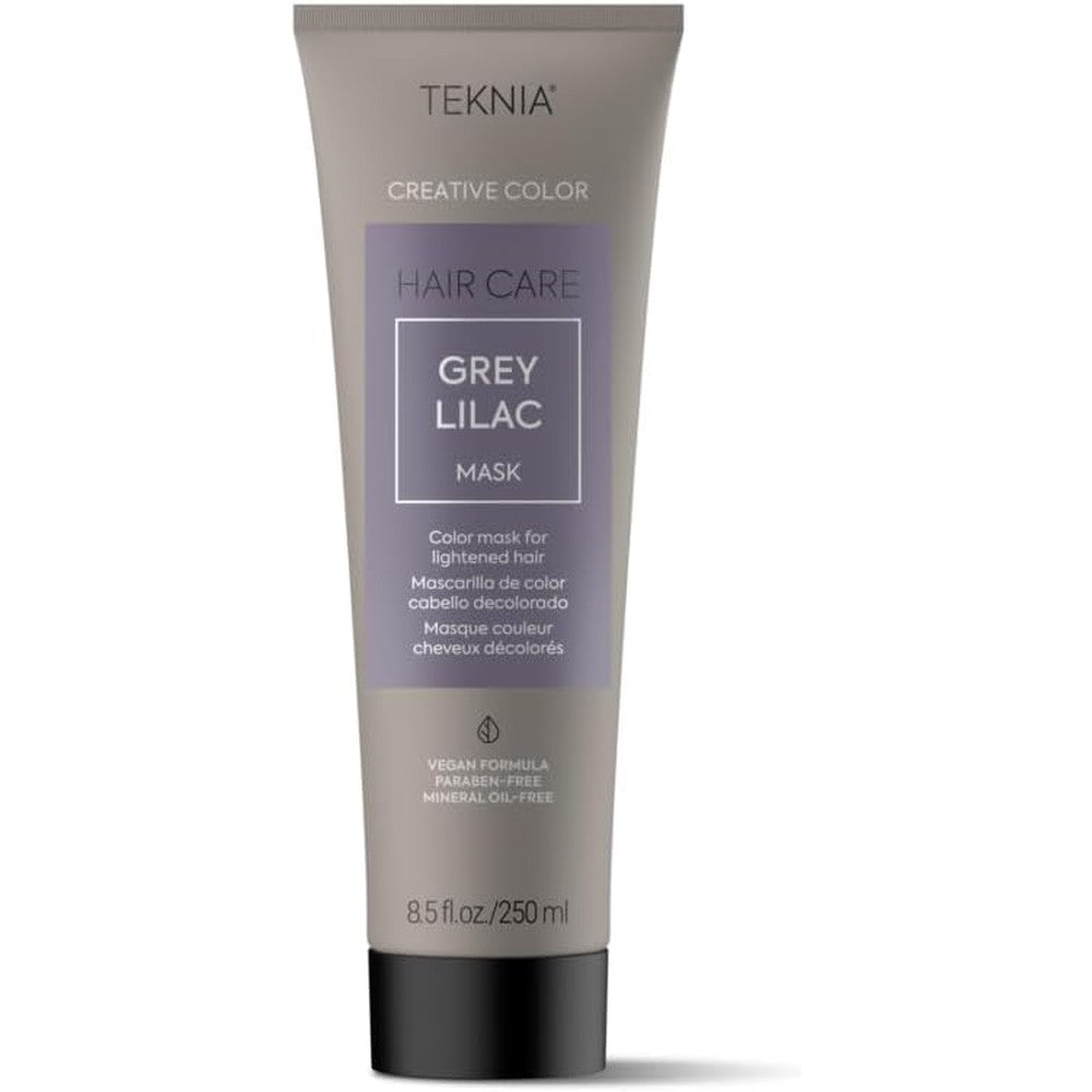 LakmÃ© Teknia Grey Lilac Creative Color Hair Mask front view of the premium color depositing bottle