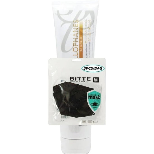 Sebastian Cellophanes Vanilla Blonde hair color revitalizer bottle with fashion masks