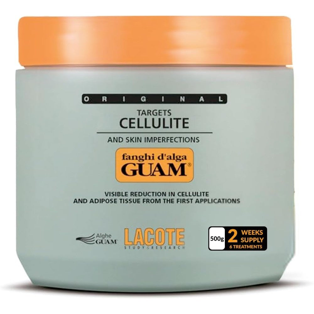 Guam Anti Cellulite Seaweed Body Wrap 500g jar front view for professional skin tightening