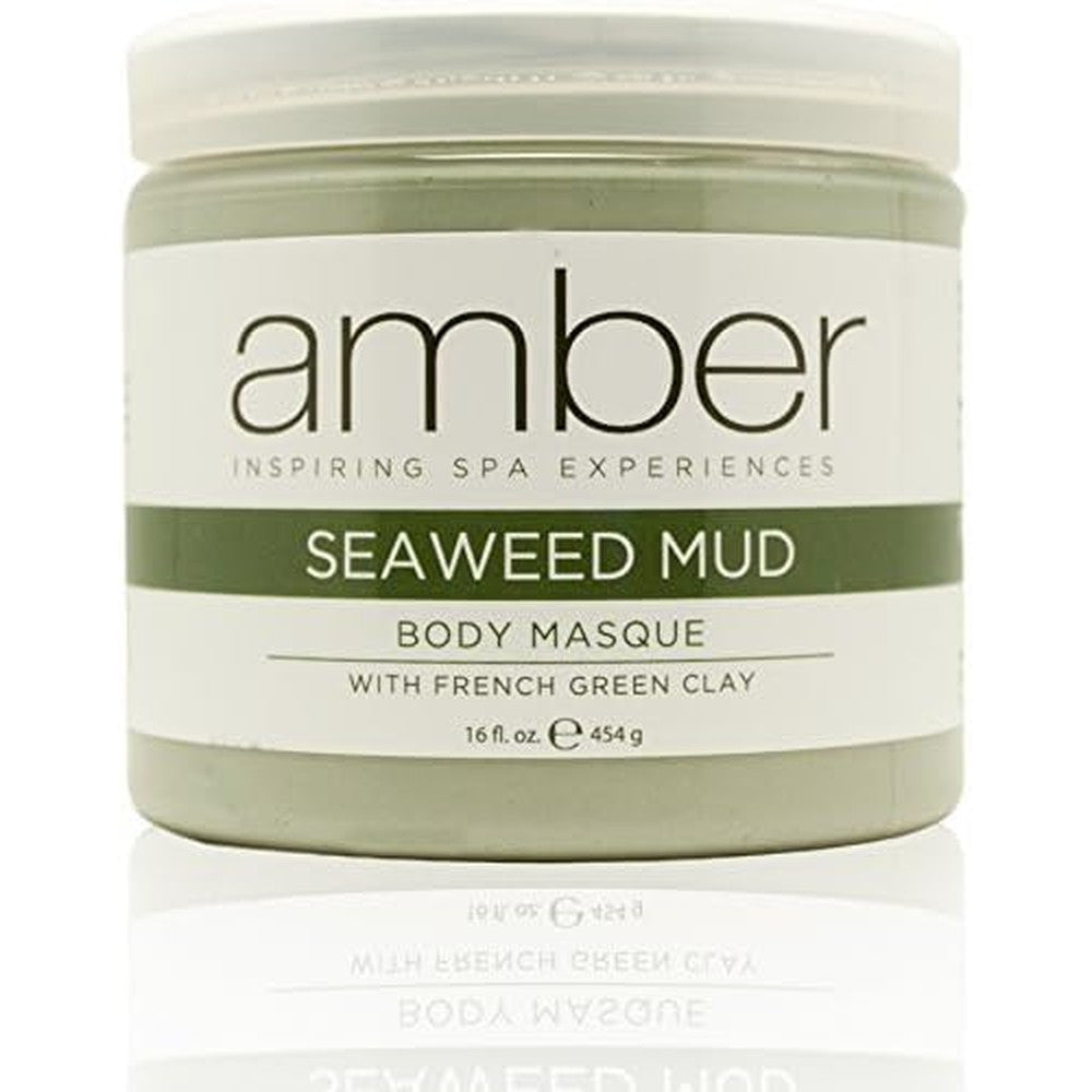 Amber Massage and Body Seaweed Mud Body Masque 16 Ounce front view jar for professional skin detoxification.