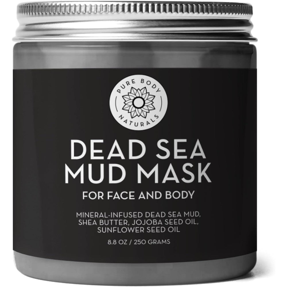 Pure Body Naturals Dead Sea Mud Mask front view of jar on white background.