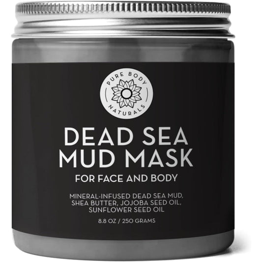 Pure Body Naturals Dead Sea Mud Mask front view of jar on white background.
