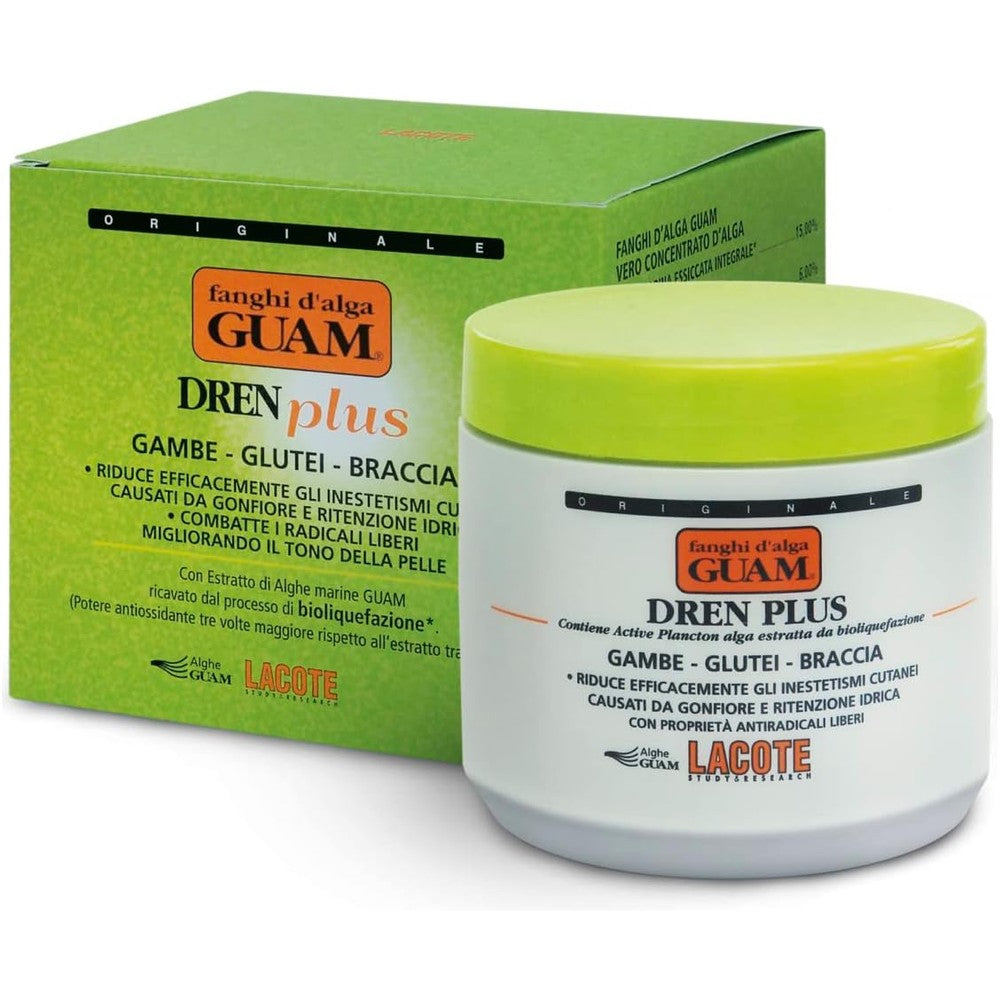 Guam Seaweed Mud Dren Plus 500g front view container for lymphatic drainage