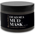 Best of Nature Dead Sea mud mask front view in 6.5 ounces jar with black lid commercial product photography.
