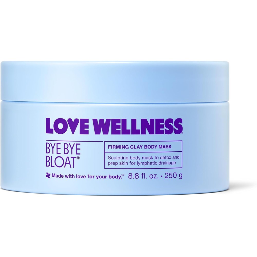Love Wellness Bye Bye Bloat Firming Clay Body Mask 250g jar for lymphatic drainage